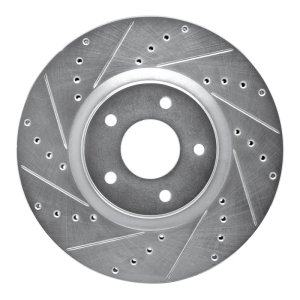 Nissan Juke Brake Rotor (1) - Front Left - R1 Concepts - Drilled & Slotted - Silver - `07-`17